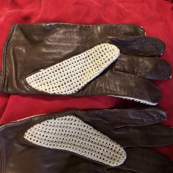 Vintage leather and linen driving gloves